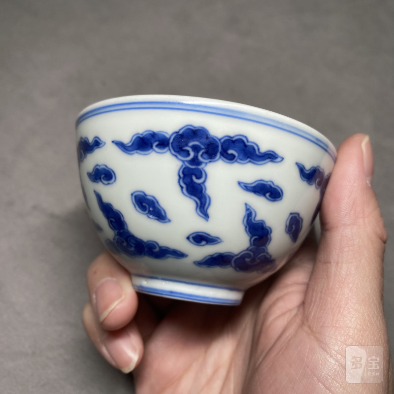 清康熙 青花祥云纹茶圆 - 图6